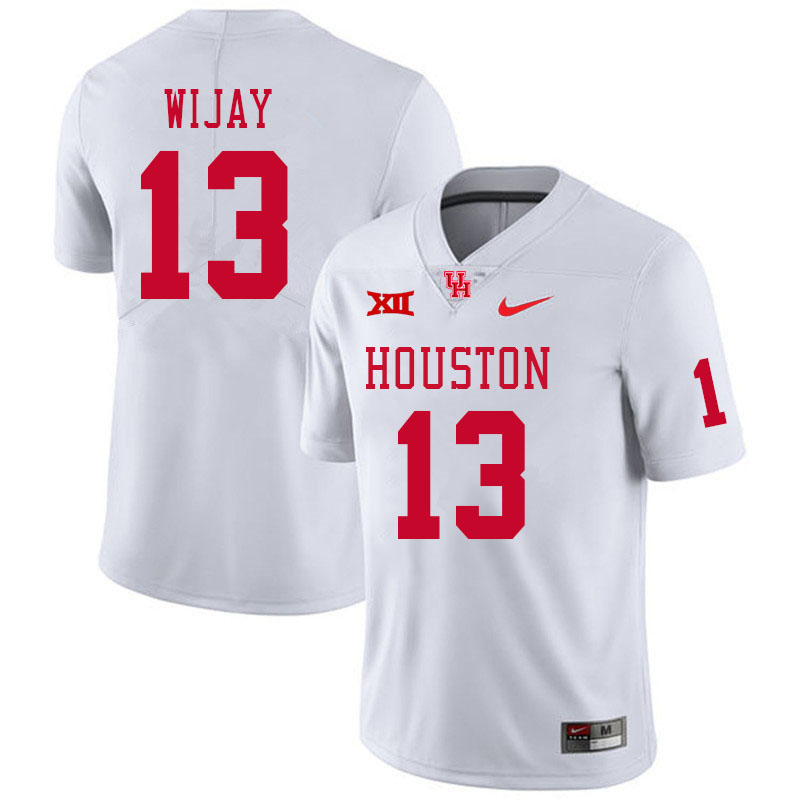 Men #13 Indiana Wijay Houston Cougars College Football Jerseys Stitched Sale-White